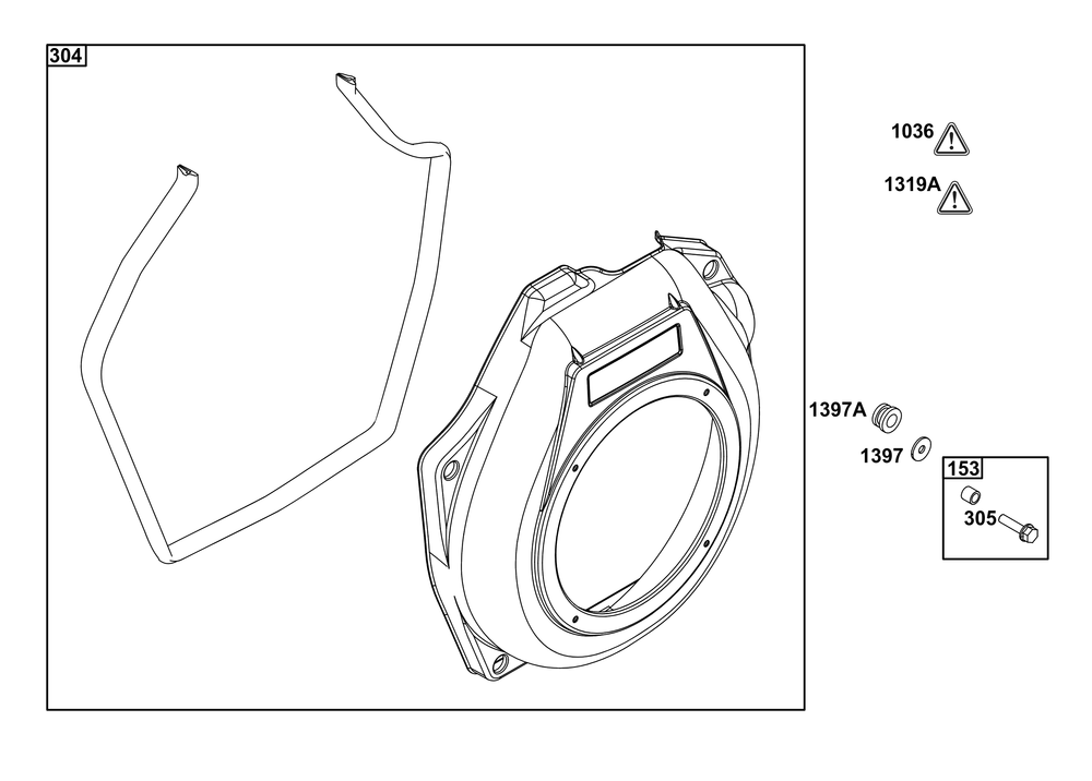 Blower Housing Group Diagram and Parts List for 181D02-0005-01 100000 - 19Z999 Briggs and Stratton Engine